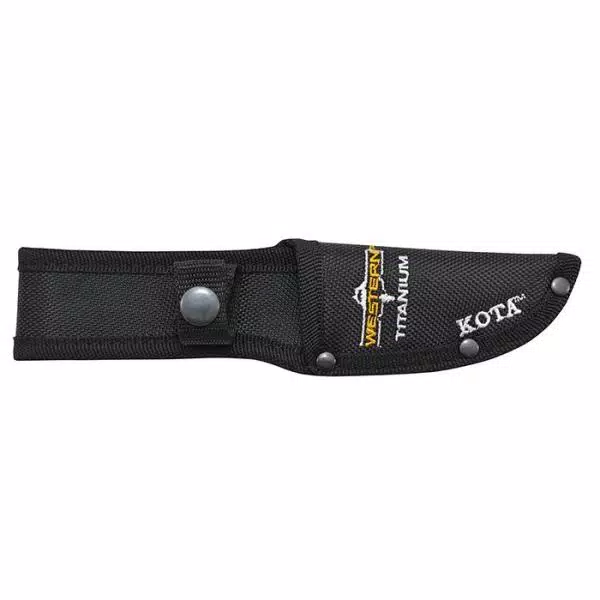 Western Kota 8.25 in. Titanium Bonded Drop Point Fixed Blade Knife with G10 Handle and Sheath