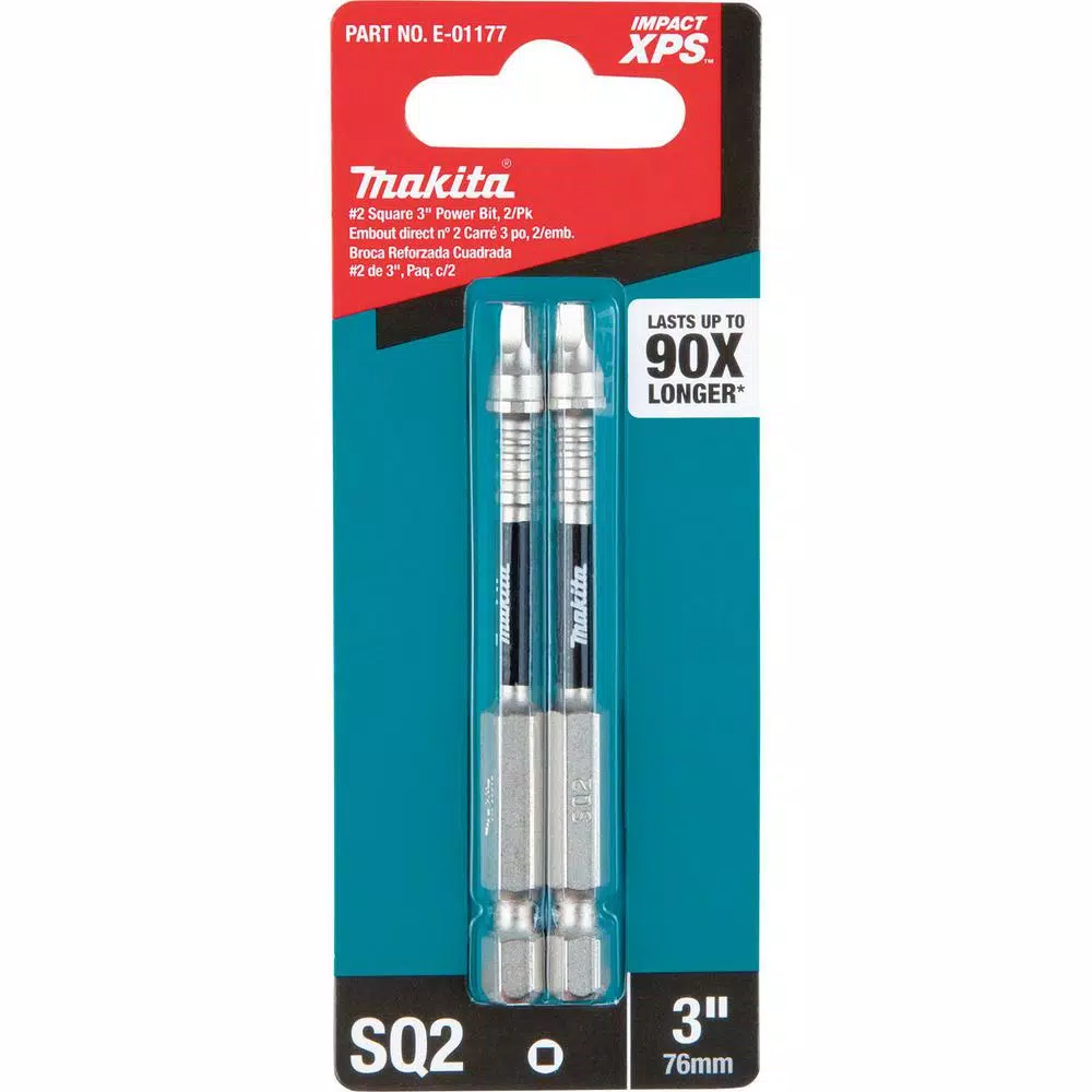 Makita ImpactXPS #2 Square 3 in. Power Bits, 2-Pack