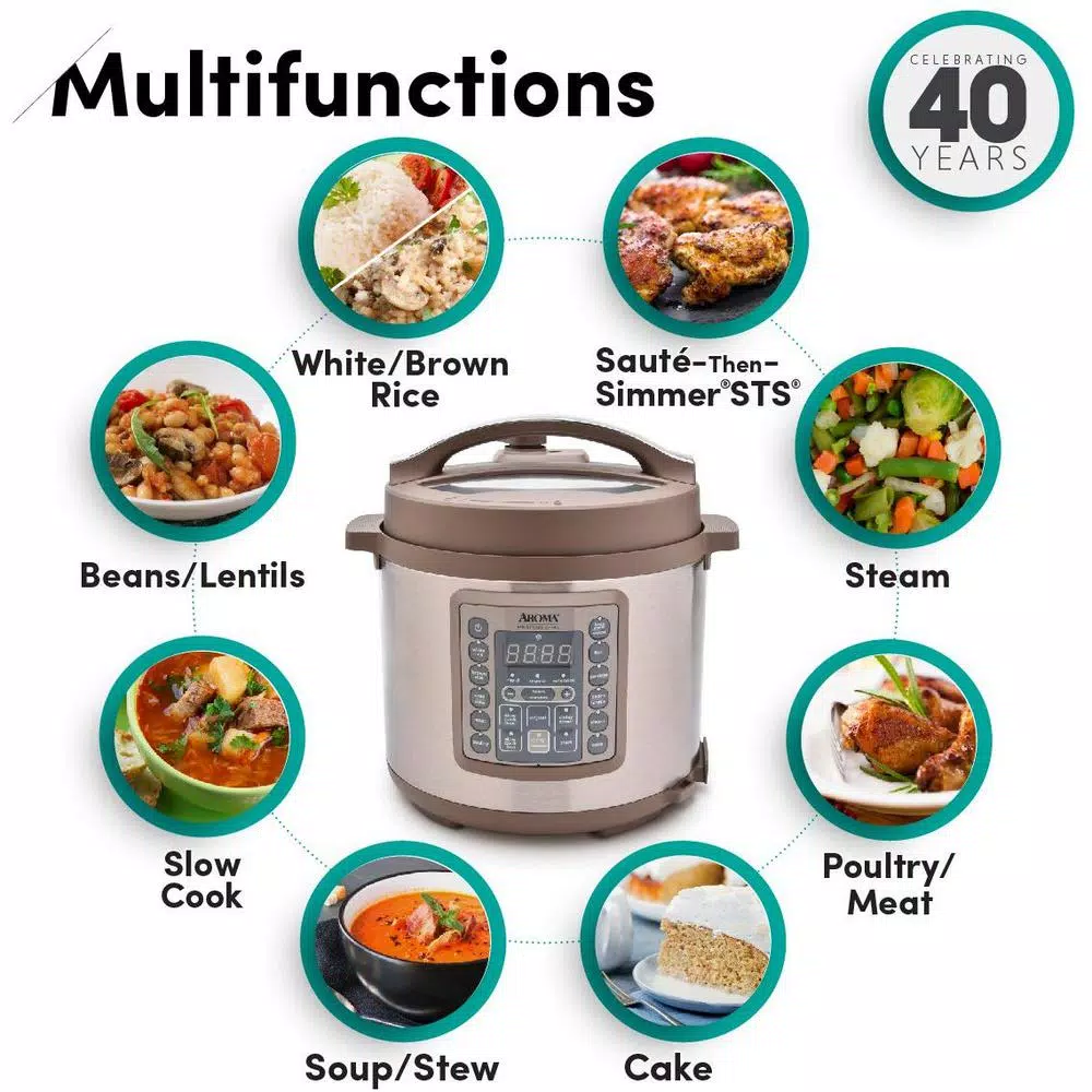 AROMA 4 Qt. Brown Electric Multi-Cooker Pressure Cooker with Aluminum Inner Pot