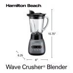 Hamilton Beach Wave Crusher 800W Blender with 40 oz. Pitcher and 20 oz. Travel Jar, Gray thumbnail 2