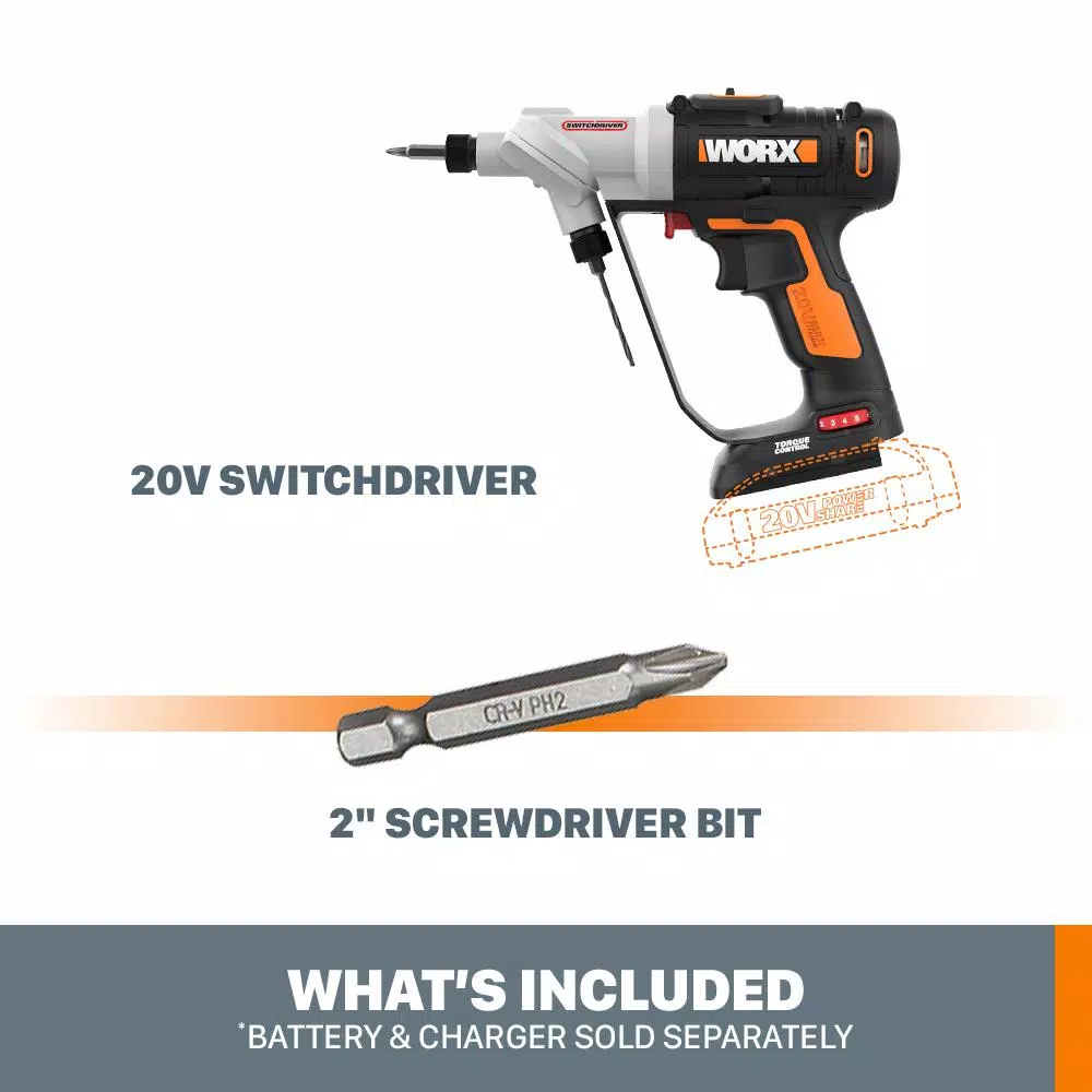 Worx 20V Power Share Switchdriver 2-in-1 Cordless Drill/Driver (Bare Tool Only)