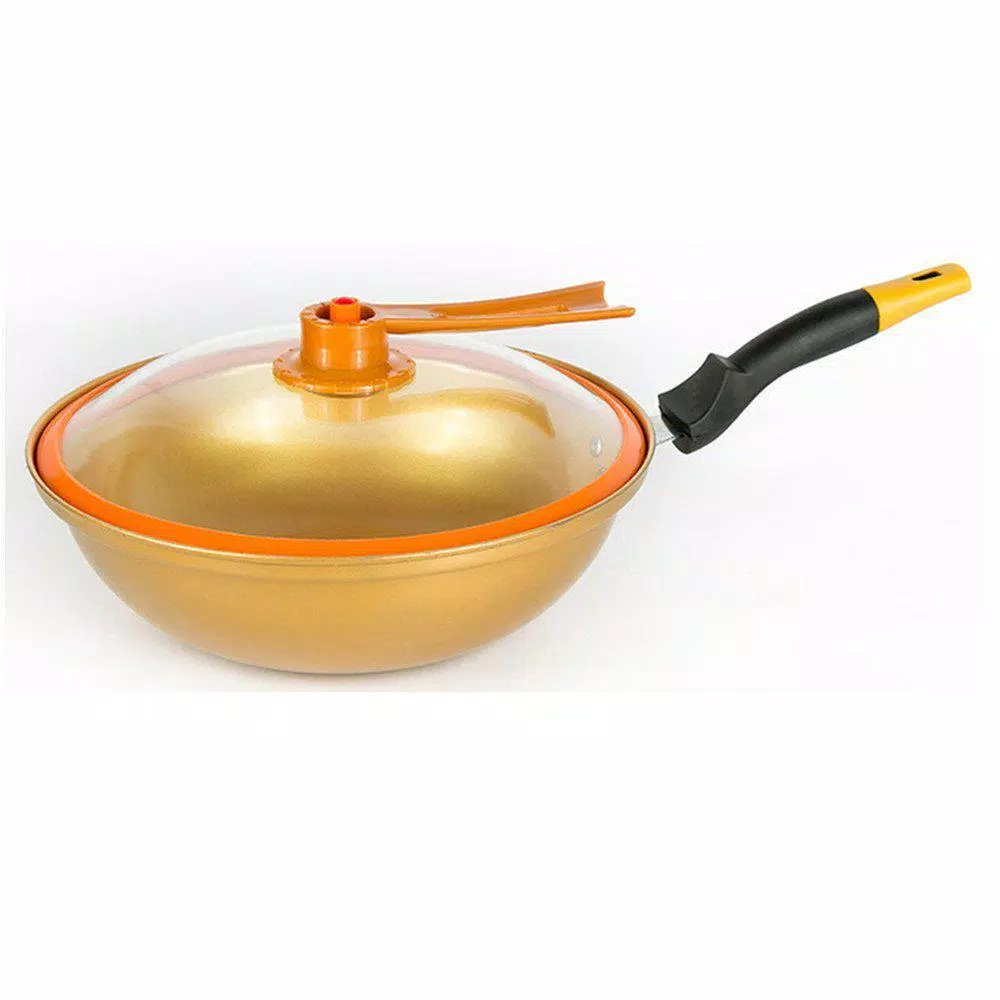 Tayama Non-Stick Ceramic Golden Wok, 32 cm Multi-Functional Cookware