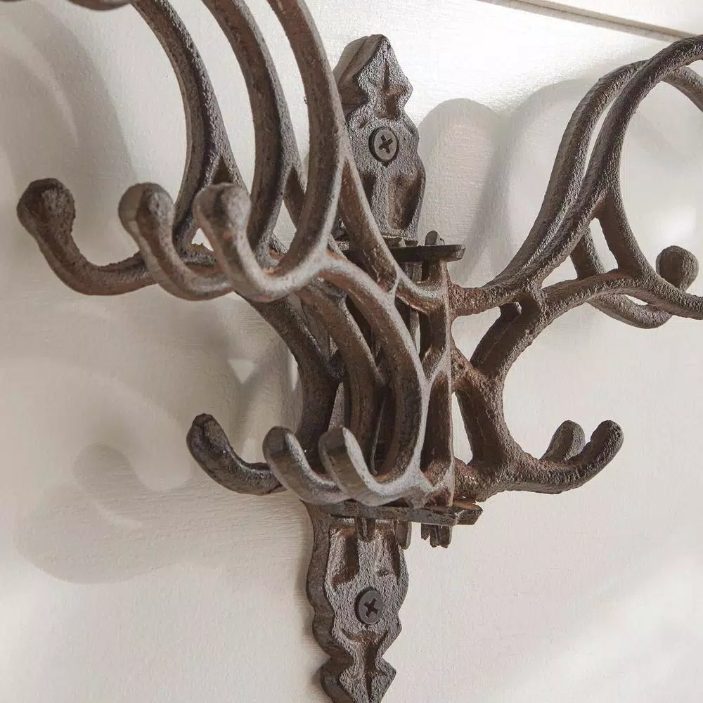 3R Studios Fountain Cast Iron Wall Hooks - Rustic 15-Hook Organizer