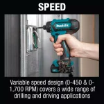 Makita 12V max CXT Cordless 1/4 in. Hex Screwdriver Kit, 2.0Ah thumbnail 8