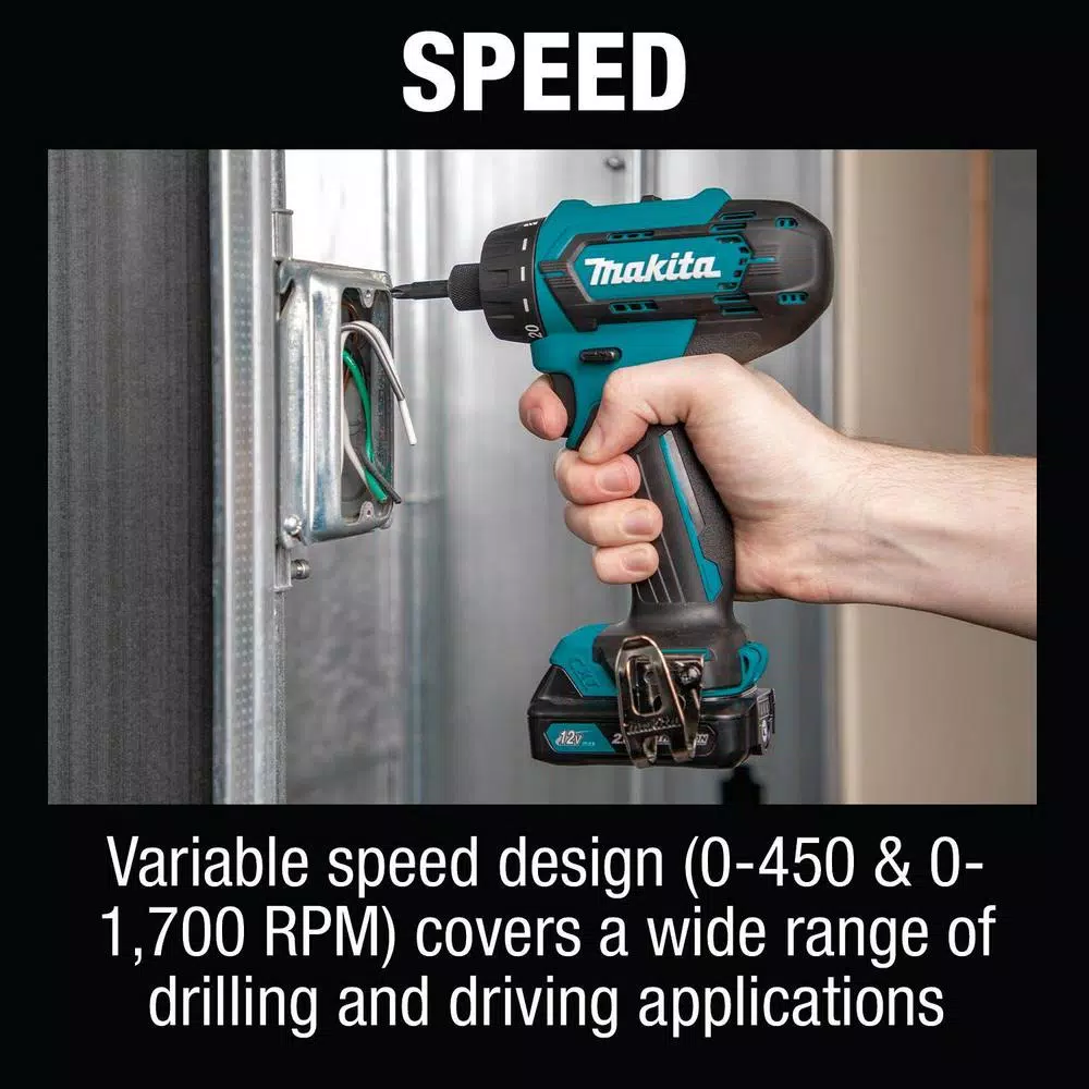 Makita 12V max CXT Cordless 1/4 in. Hex Screwdriver Kit, 2.0Ah