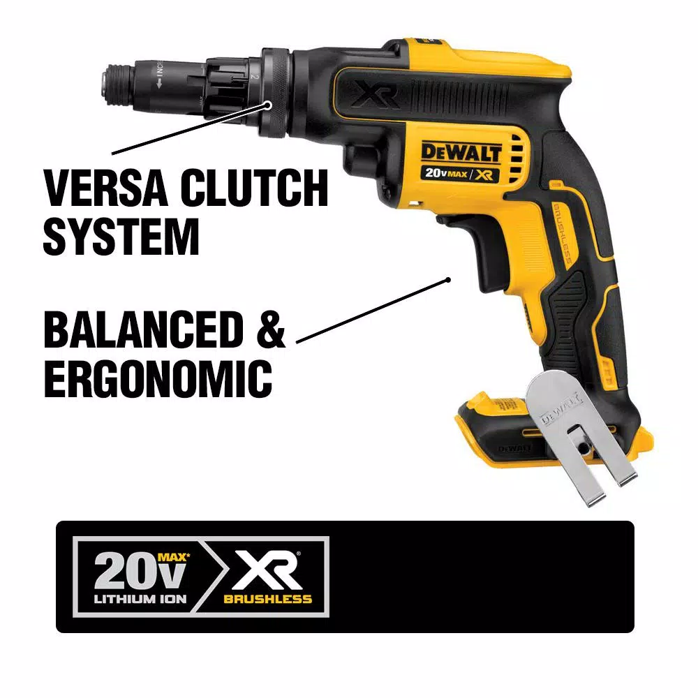 DEWALT 20V MAX XR Brushless Cordless Drywall Screw Gun with Versa-Clutch (Tool-Only)