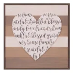 Pinnacle Patton Wall Decor 18x18 Thankful Grateful Blessed Cut-Out Heart Wood Sign thumbnail 2