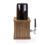 Picnic Time Growler Tap Beverage Dispenser with 64 oz. Amber Glass Growler and Acacia Wood Base thumbnail 2