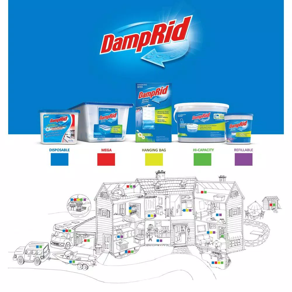 DampRid Low Profile Moisture Absorber Refill, 10.5 oz, Fresh Scent