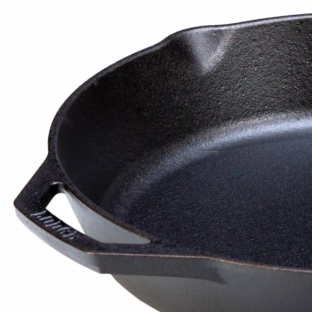 Lodge 12 in. Cast Iron Skillet with Pour Spouts and Assist Handle, Black