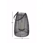LITTON LANE Large Black Metal Mesh Lantern Candle Holder with Suspended Hurricane Glass thumbnail 5