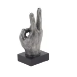 LITTON LANE Modern Reflections Hand Sign Polystone Sculpture Set, Silver Distressed Finish (Set of 3) thumbnail 6