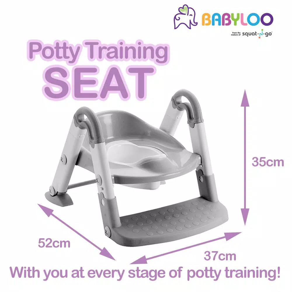 Babyloo Bambino 3-in-1 Convertible Toddler Potty Trainer and Step Stool - Gray
