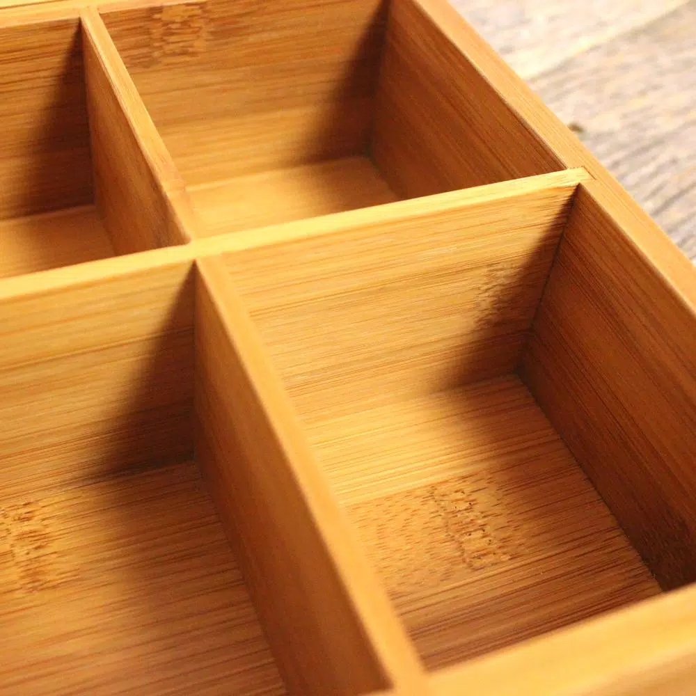 BergHOFF Bamboo Tea Box and Flatware Caddy Set - 2 Piece Organizer