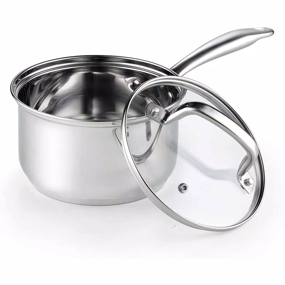 Cook N Home 2 qt. Stainless Steel Saucepan with Tempered Glass Lid