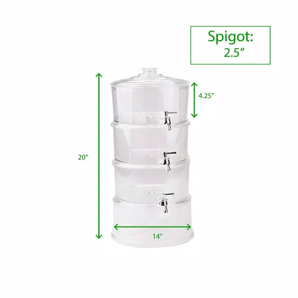 Mind Reader 3-Tier Stackable Beverage Dispenser, 3 Gallon Clear Plastic Drink Holder with Ice Compartment