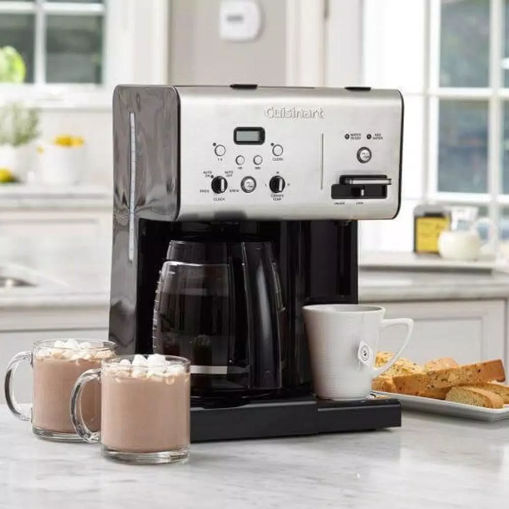 Cuisinart COFFEE PLUS 12-Cup Black Drip Coffee Maker with Programmable Timer and Hot Water System