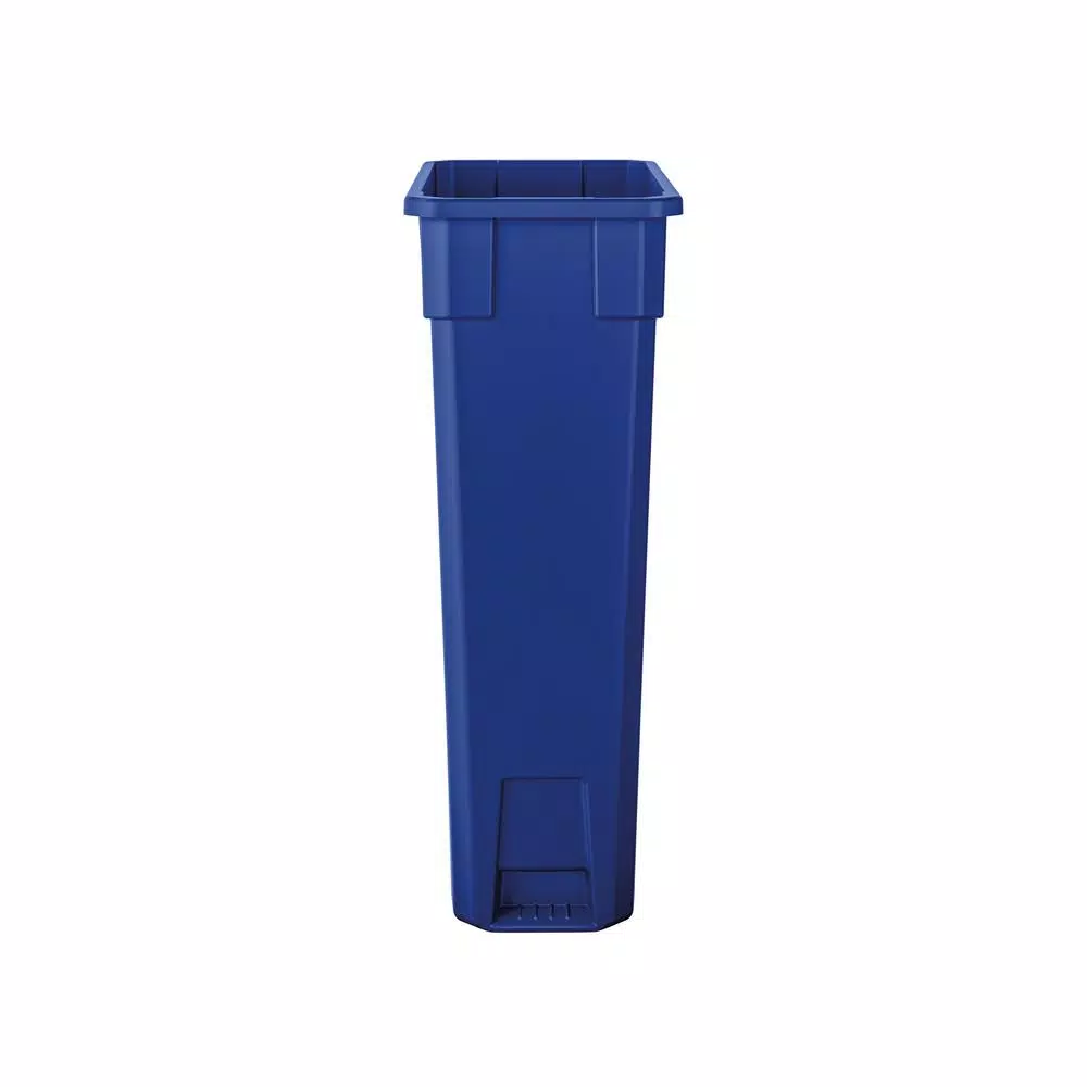 Suncast Commercial 23 Gallon Slim Blue Plastic Resin Trash Can