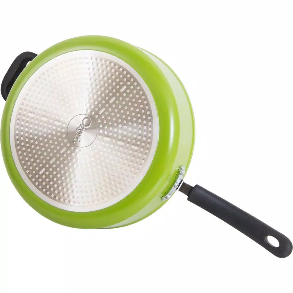Hampton Bay Ozeri Green Earth 5.3 qt. Aluminum Ceramic Nonstick Sauce Pan with Glass Lid, Green