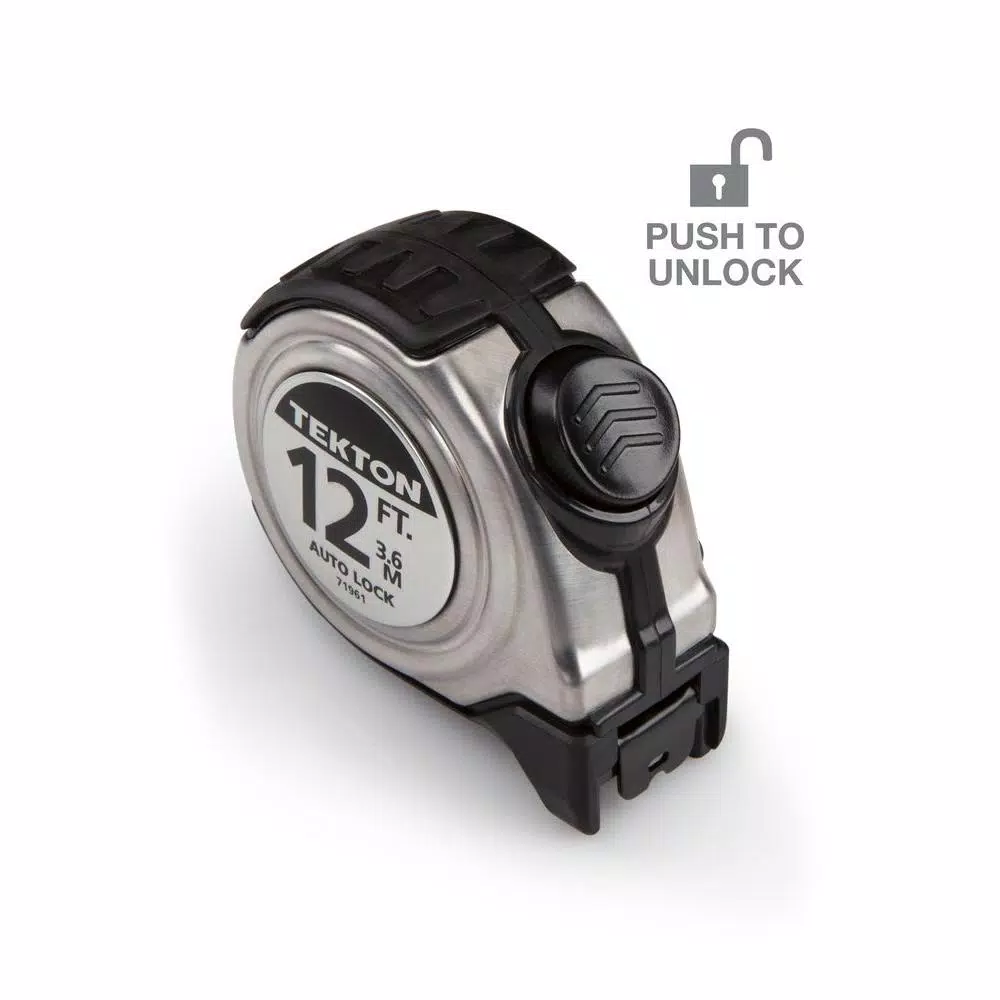 TEKTON 12 ft. x 5/8 in. Auto Lock Tape Measure with Stainless Steel Housing