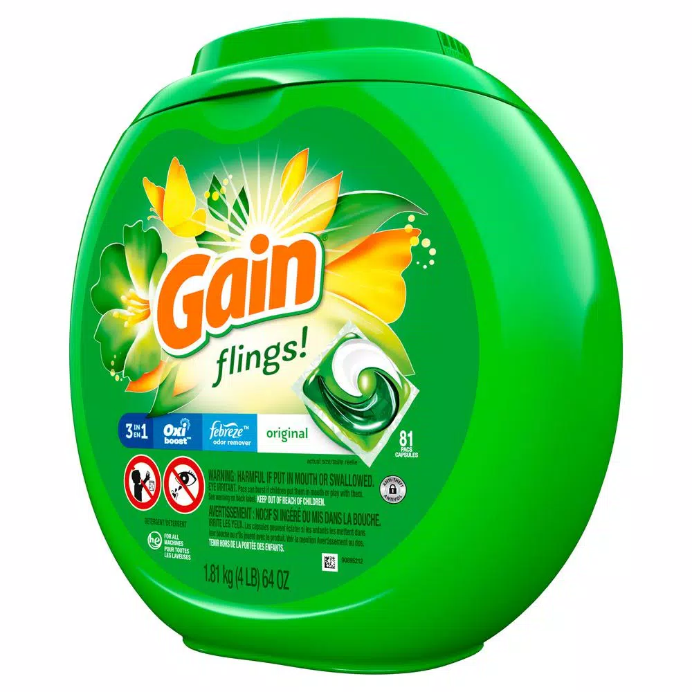 Gain Flings Original Scent Laundry Detergent Pods, 81 Count