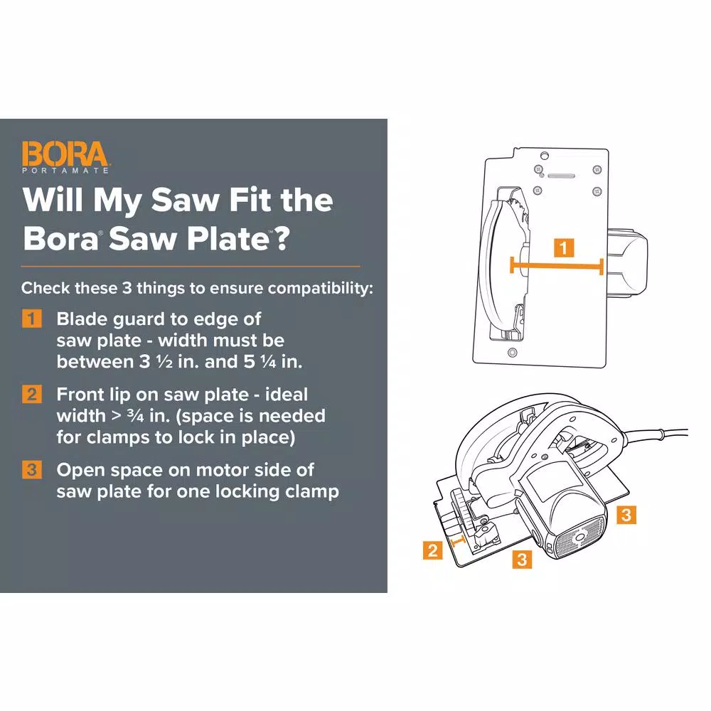 BORA WTX Cutting System with 24 in. and 50 in. Clamp Edges, 50 in. Extension, Connectors, and Saw Plate
