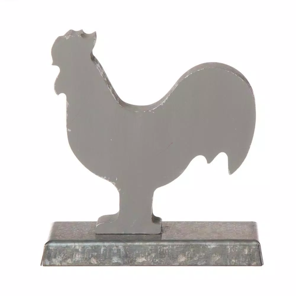 Glitzhome 6.1 in. Galvanized Metal Cock Stocking Holder, Rustic Country Christmas Decor