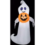 Gemmy 5 ft. Playful Ghost Holding Pumpkin Halloween Inflatable Decoration thumbnail 1