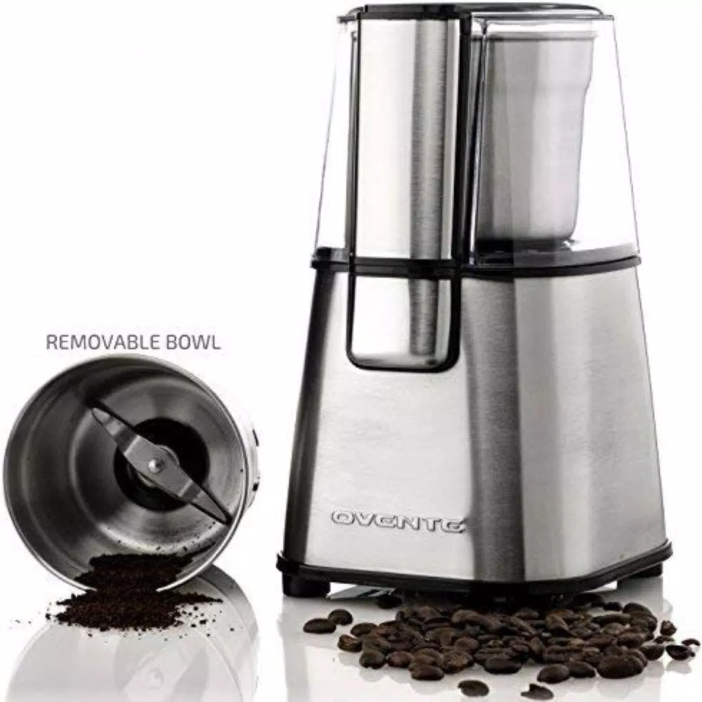 Ovente Electric Coffee Grinder, 200W Multi-Purpose Blade Grinder, Silver