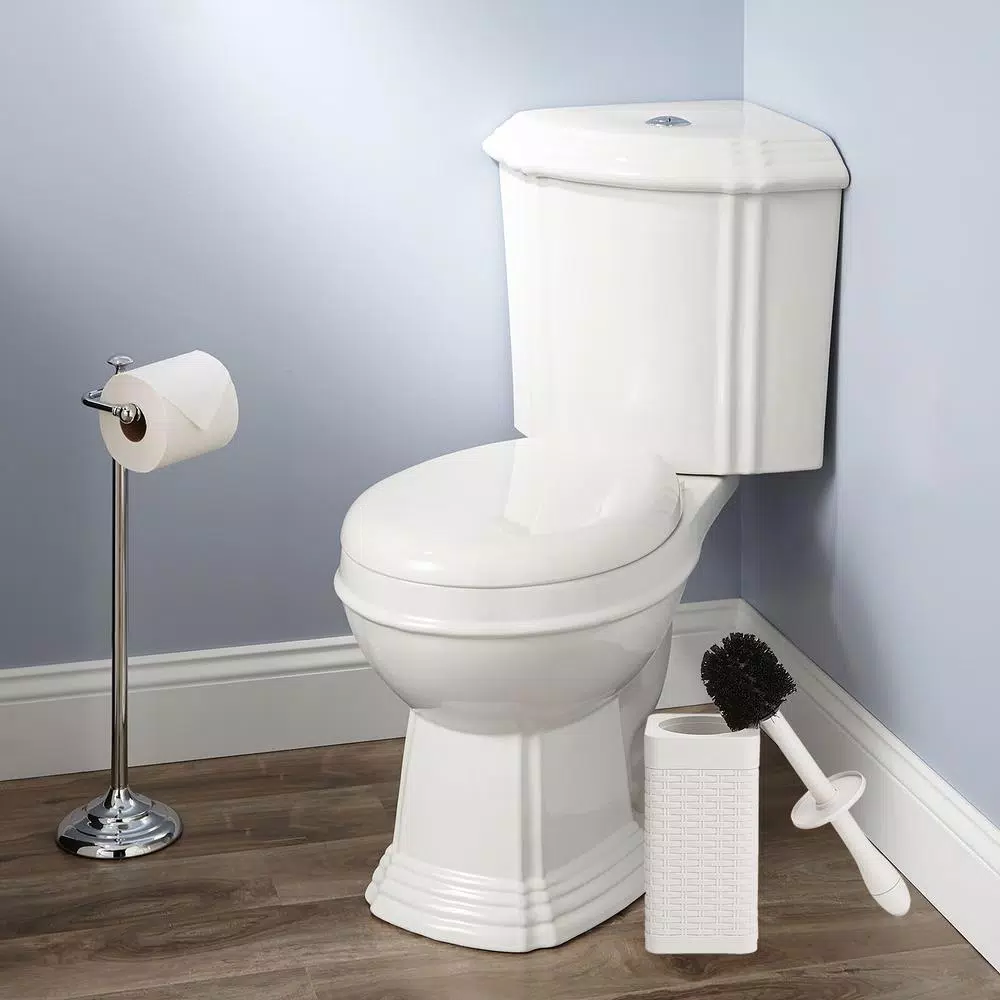 Mind Reader 12 in. Plastic Toilet Brush and Holder Set, Ivory