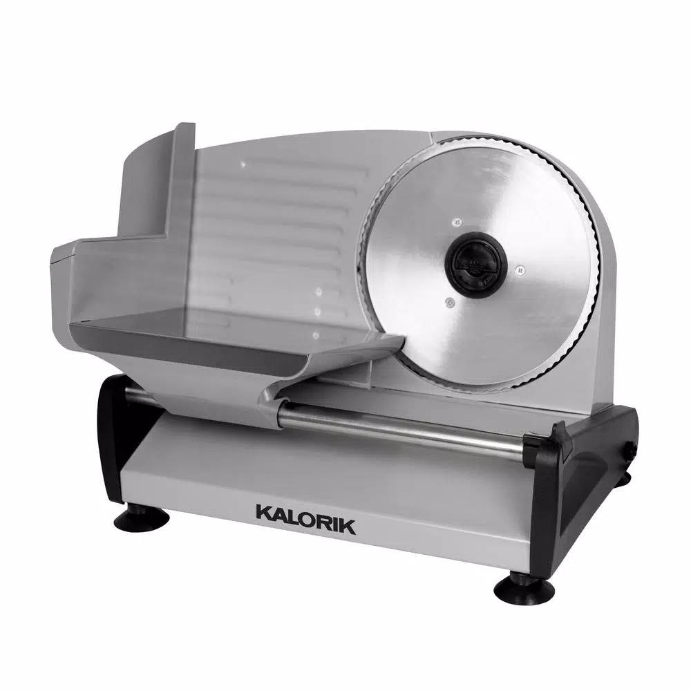KALORIK 200W Professional Food Slicer with 7.5 in. Stainless Steel Serrated Blade, Silver