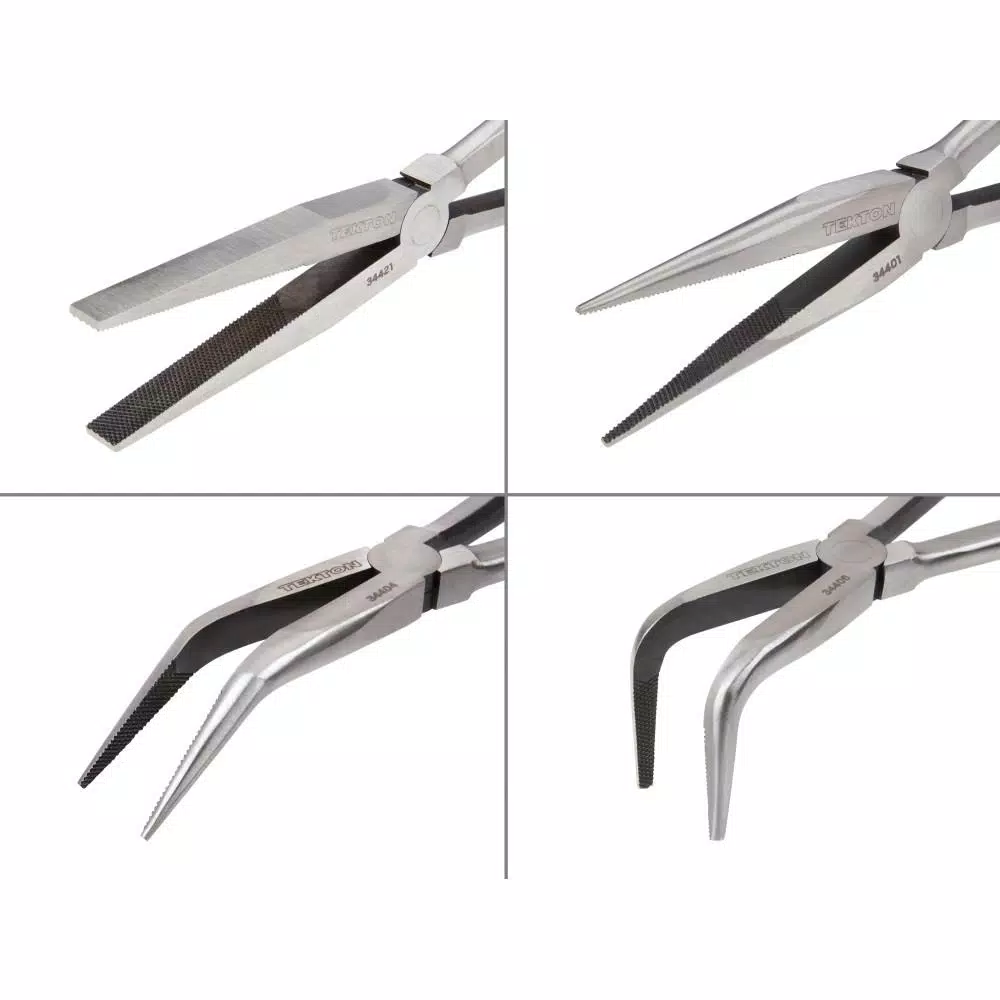 TEKTON 4-Piece Long Reach Pliers Set with Chrome Vanadium Steel