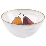 Badash Crystal 10 in. White Alabaster Glass Serving Bowl with Gold Rim, 32 oz. thumbnail 2