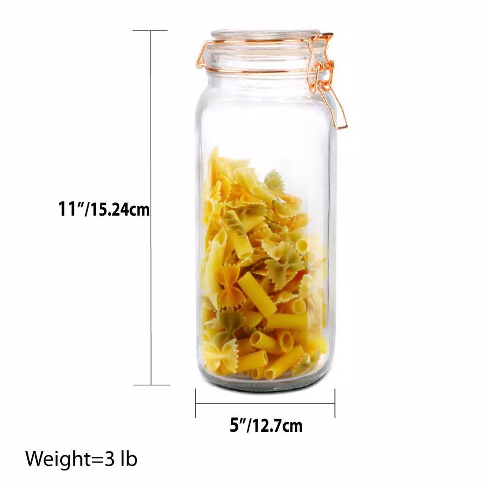 Unbranded Large Glass Pickling Jar with Rose Gold Metal Clamp and Rubber Seal, 33.8 oz