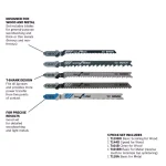 Bosch T-Shank Jigsaw Blade Set, Multi-Purpose High Carbon Steel for Wood and Metal, 5-Pack thumbnail 2