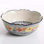 Gibson Home Luxembourg Elite Hand-Painted Stoneware Serving Bowls Set of 2, Multicolored thumbnail 3