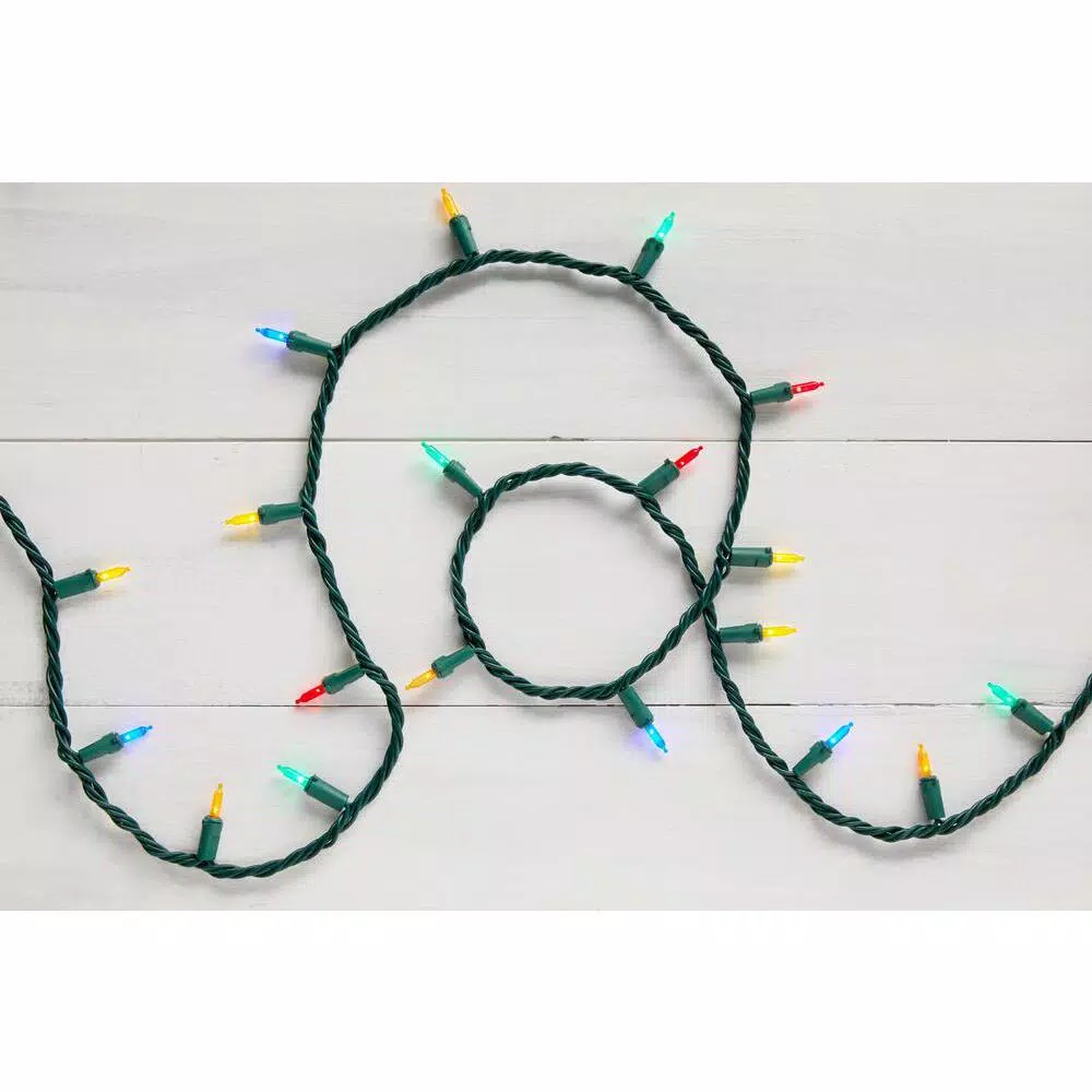 Home Accents Holiday 300-Light Multi-Color Mini LED String Lights, Constant On, Green Wire (Set of 2)