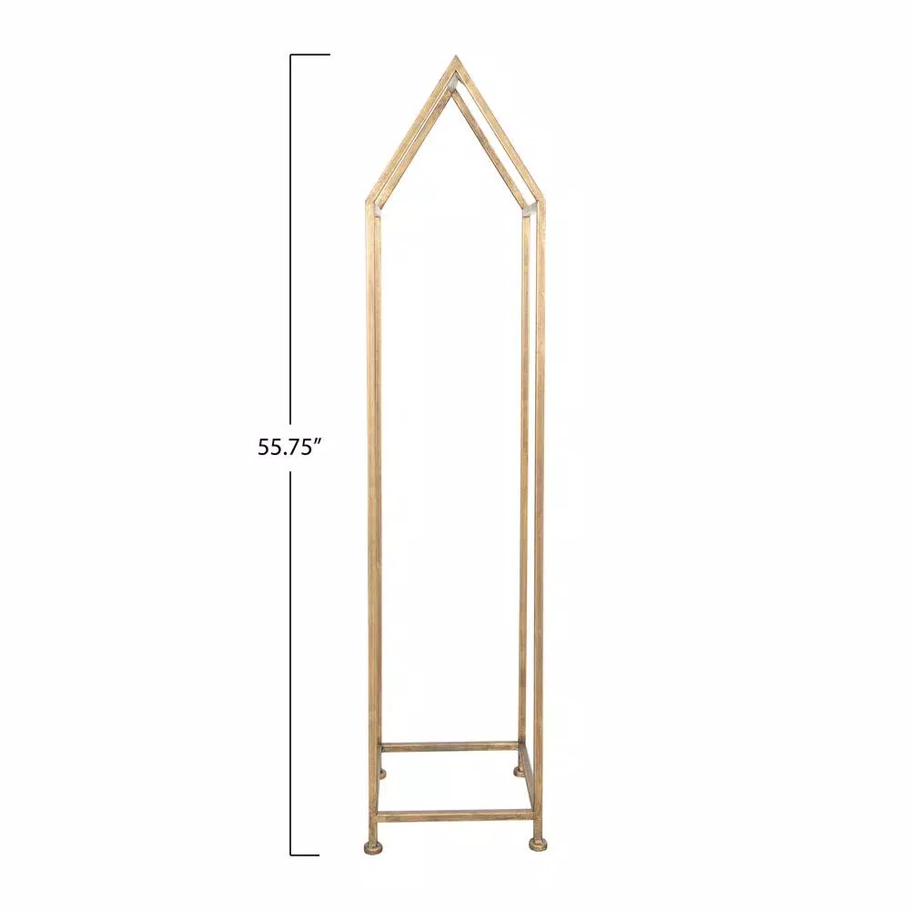 3R Studios Modern Gold House Shaped Metal Firewood Holder - Tall Vertical Wood Storage Rack
