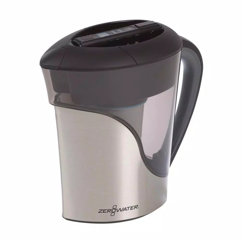 Zero Water ZeroWater 11-Cup Stainless Steel Ready-Pour Water Filtration Pitcher with 5-Stage Filter
