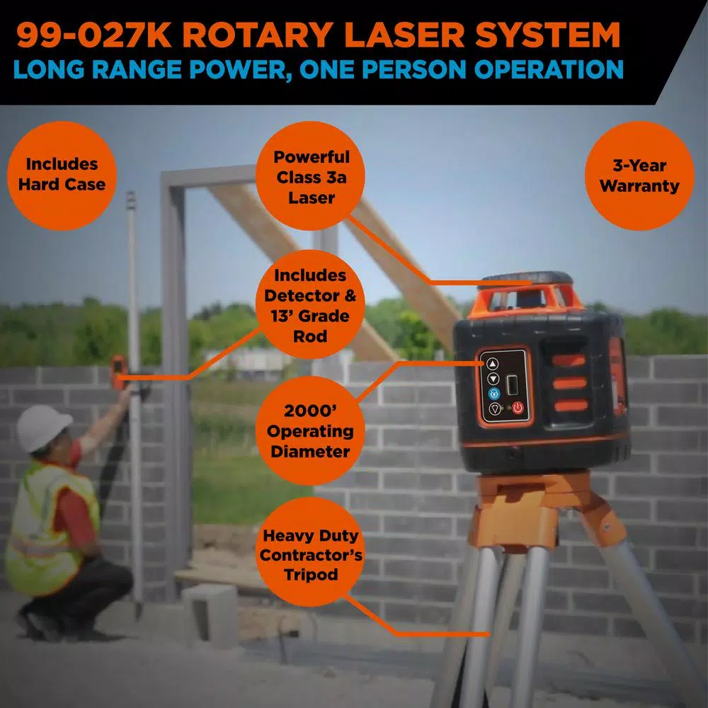 Johnson Self-Leveling Rotary Laser Level System with 2000' Working Diameter