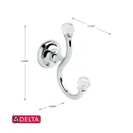 Delta Nora Double Towel and Robe Hook in Chrome and Glass thumbnail 3
