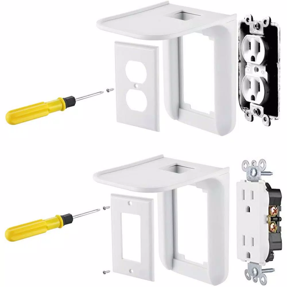 Wasserstein AC Outlet Mount for Google Nest WiFi, Nest Mini, and Nest Hub - Wall Outlet Shelf (2-Pack)