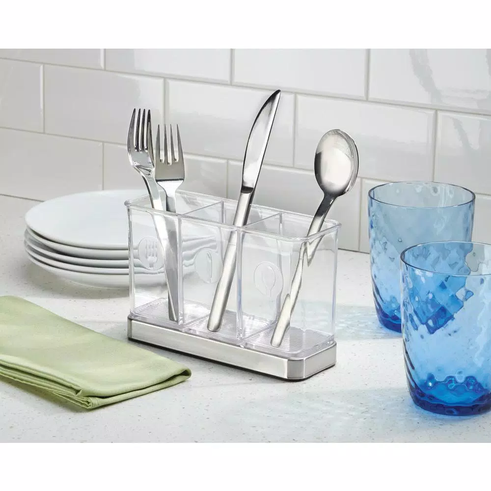 interDesign Forma 2 Flatware Organizer with Brushed Stainless Steel Base
