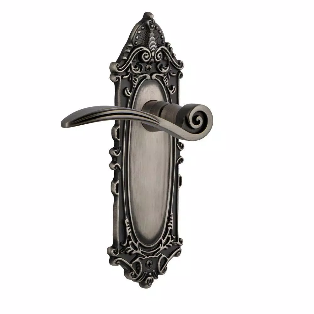 Nostalgic Warehouse Victorian Plate Swan Double Dummy Door Lever - Antique Pewter