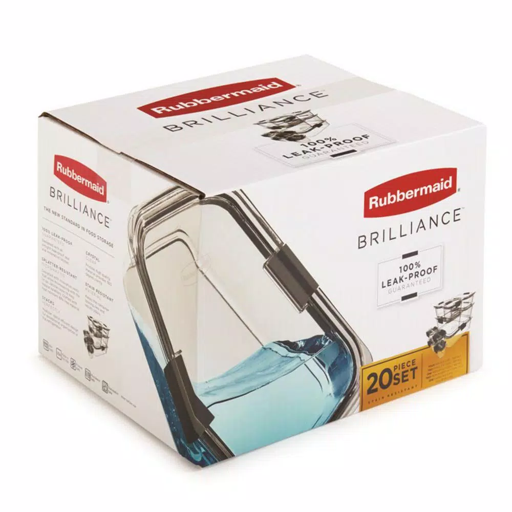 Rubbermaid Brilliance 20-Piece Food Storage Container Set, BPA-Free, Leak-Proof