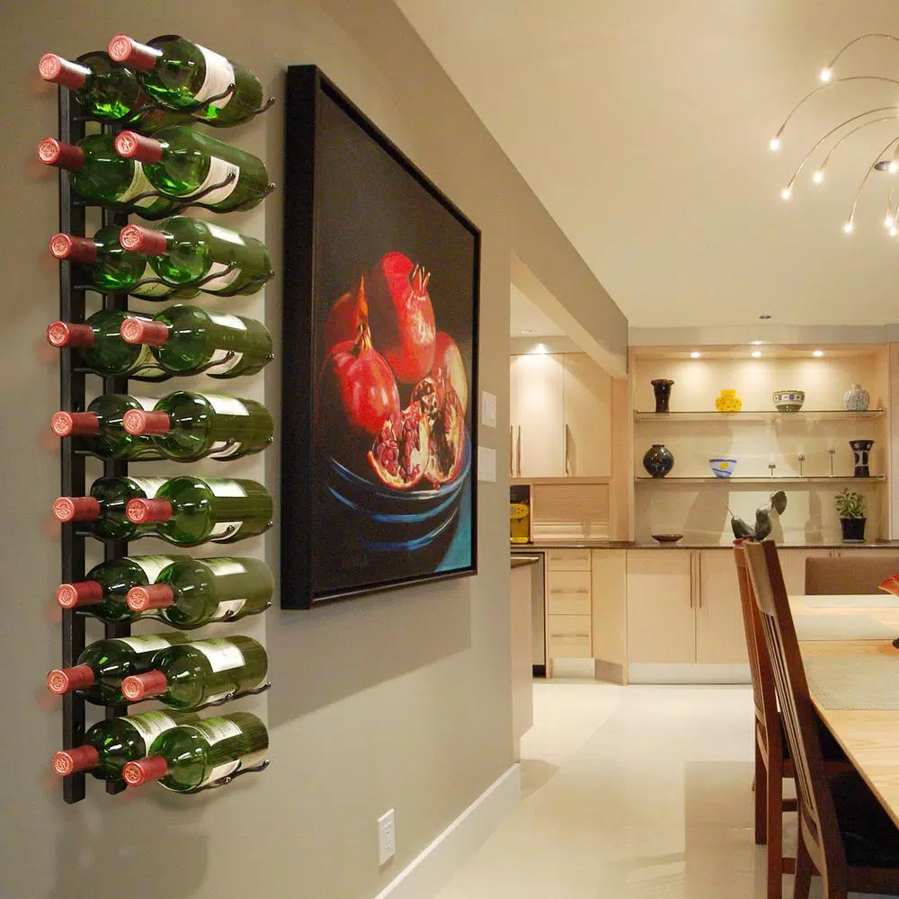 Epicureanist 18-Bottle Metal Wall-Mounted Wine Rack, Black