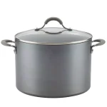Circulon Elementum 10-Quart Hard-Anodized Aluminum Nonstick Stock Pot with Glass Lid, Oyster Gray thumbnail 1