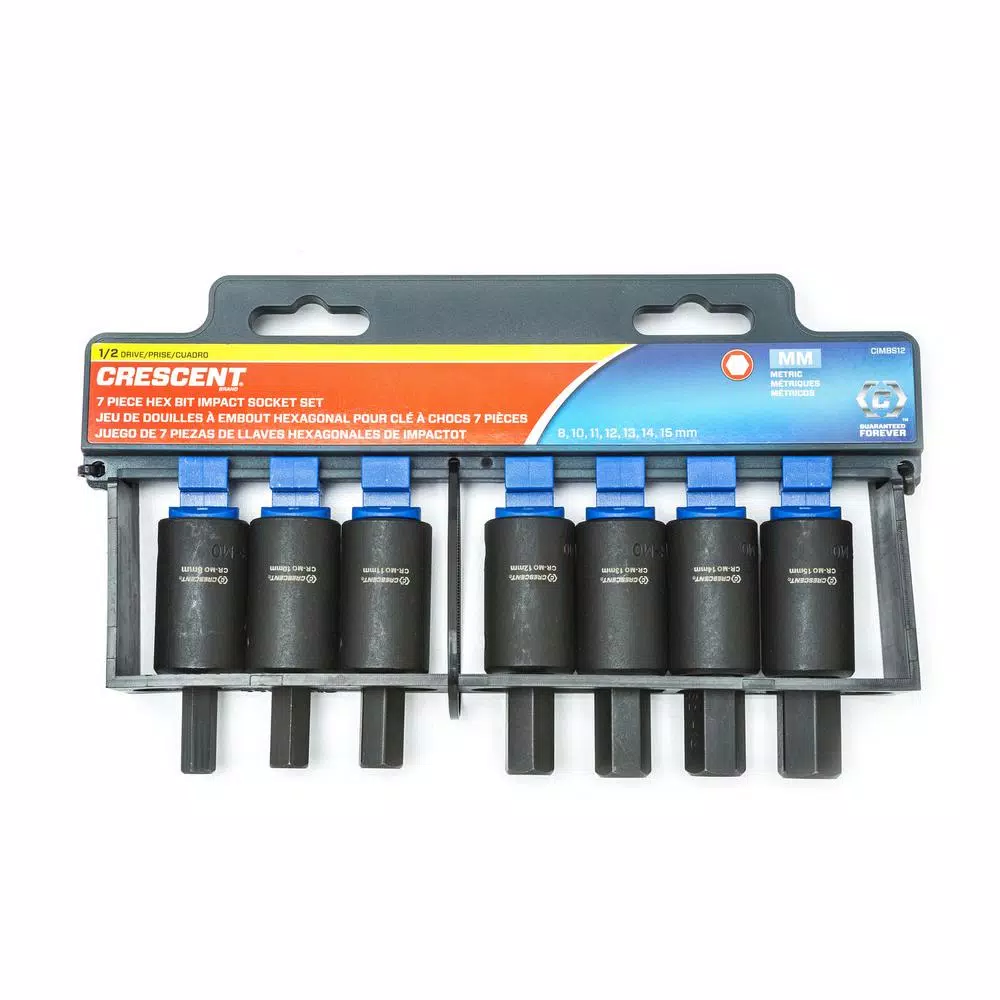 Crescent 1/2 in. Drive Metric Hex Bit Impact Socket Set, 7-Piece