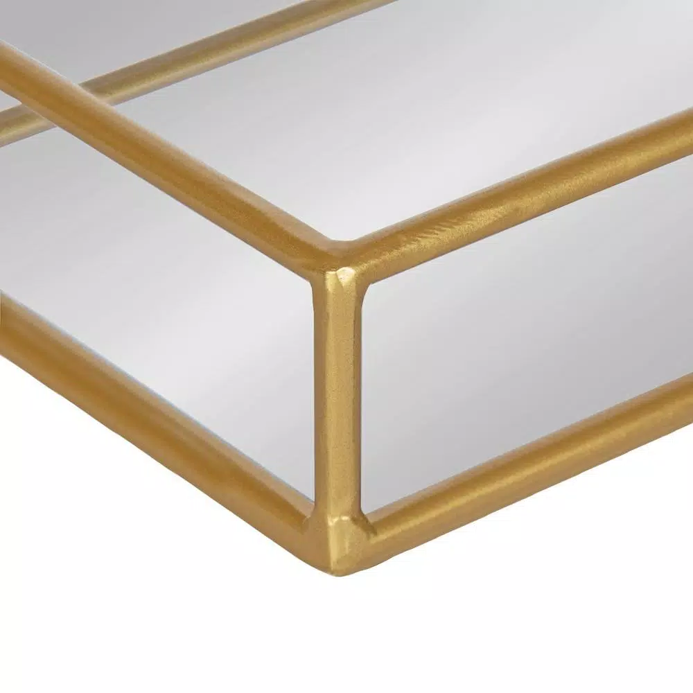 Kate and Laurel Felicia Gold Mirrored Metal Nesting Tray Set - Decorative Rectangular Trays for Home Decor