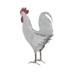 LITTON LANE 20 in. Standing Hen Iron Sculpture - Distressed White Farmhouse Rooster Decor thumbnail 4